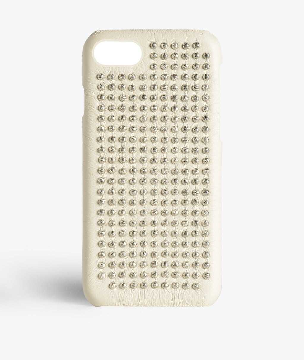 iPhone 8 Case Borchie Nappa Ivory Silver Studs