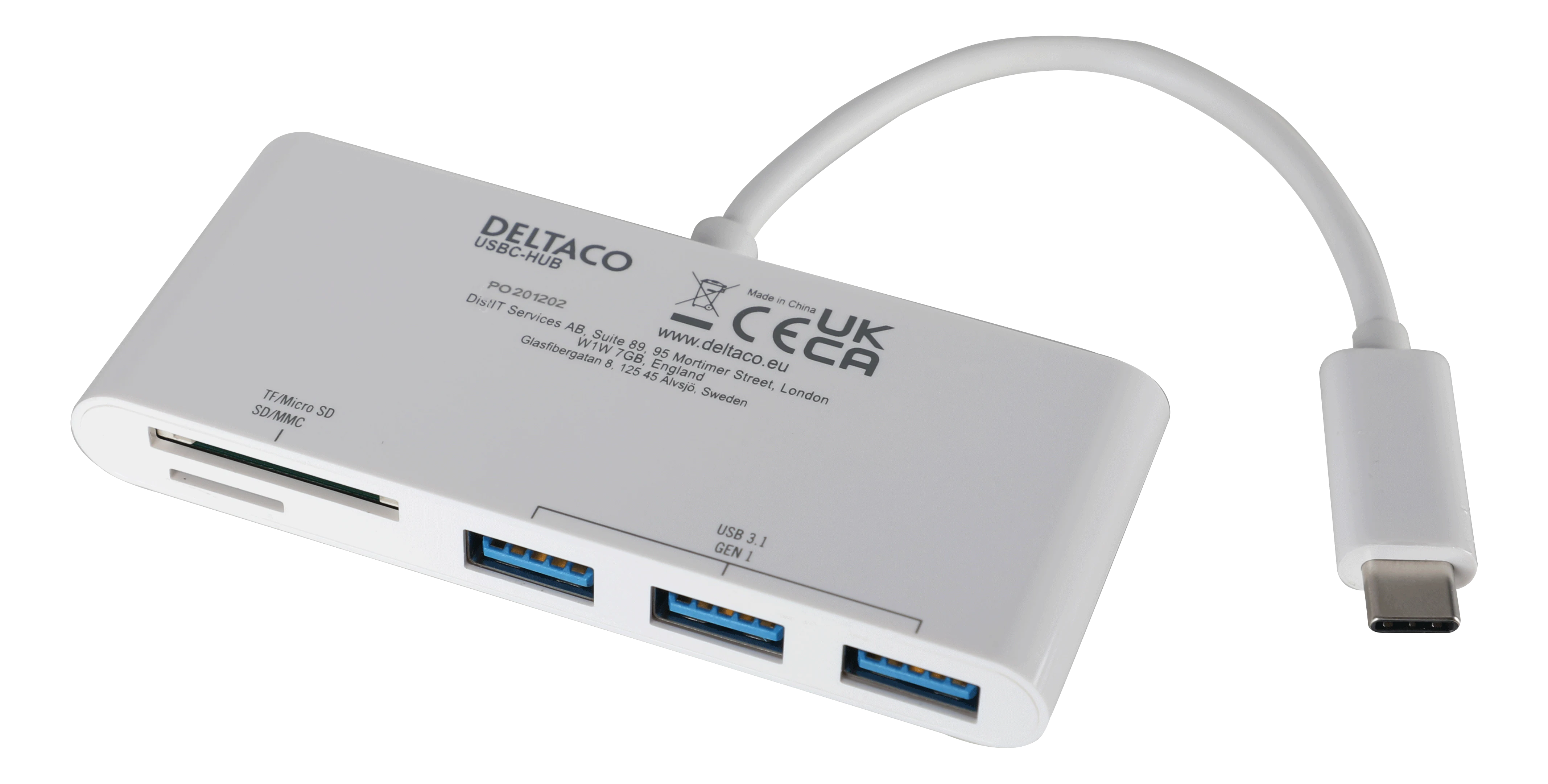 USB-C Hub 3x USB-A + SD/microSD White