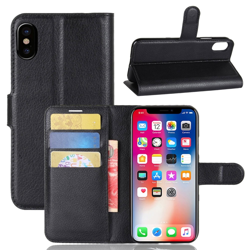 iPhone X/XS Wallet Book Cover Black