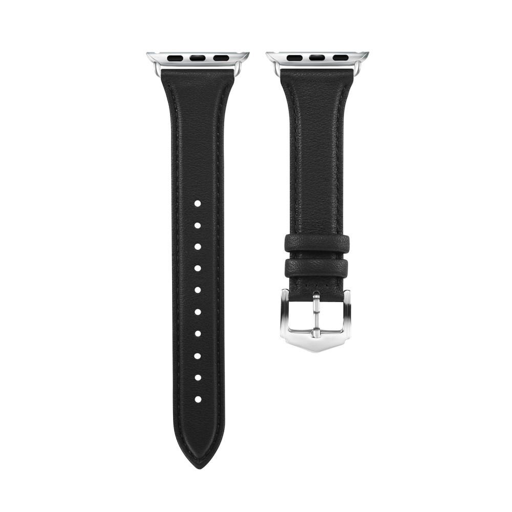 Apple Watch 45mm Series 8 Slim Leather Strap Black