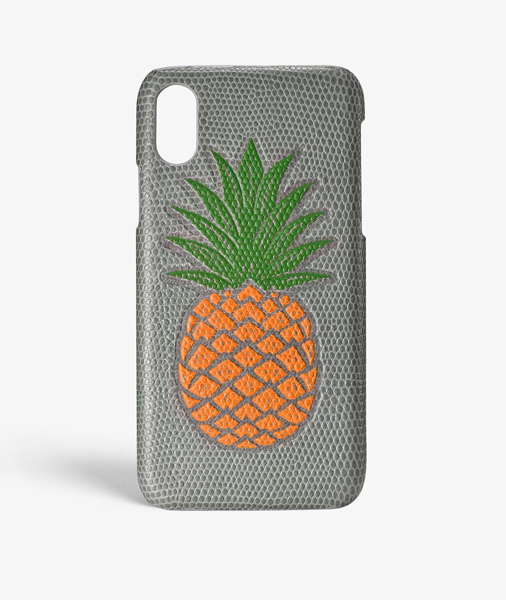 iPhone X/XS Case Pineapple Orange Lizard Grey