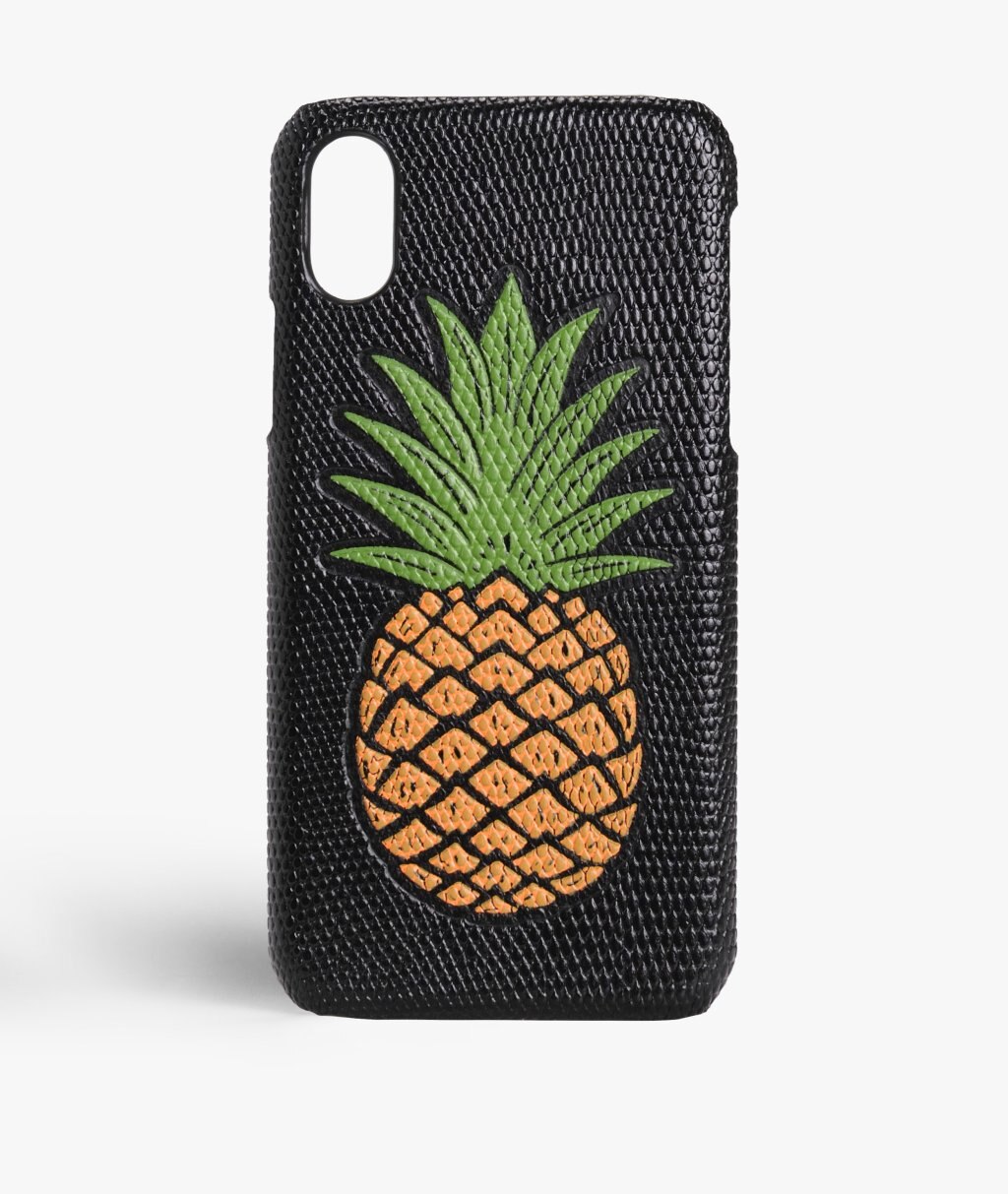 iPhone X/XS Case Pineapple Orange Lizard Black